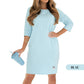 ⏳24-Stunden-Lieferung💥Kleid mit Rundhalsausschnitt und 3/4-Ärmeln und Taschen