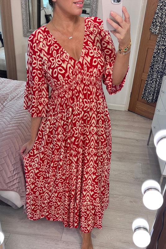 🔥Hot Sale - 49% OFF🔥Bohemian Casual Print V-neck Long Dress