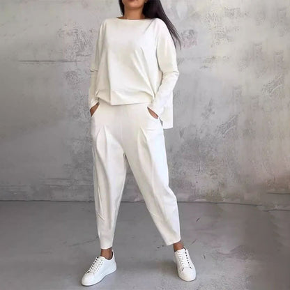 ⏳Begrenzte Zeit 50% Rabatt💥🔥SaLangarm-Top mit Rundhalsausschnitt ＆ Hose 2-teiliges Set