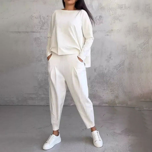 ⏳Begrenzte Zeit 50% Rabatt💥🔥SaLangarm-Top mit Rundhalsausschnitt ＆ Hose 2-teiliges Set
