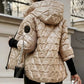 Frauen sagten, Patchwork-Baumwolljacke mit Kapuze für Herbst und Winter