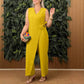 ⏳Begrenzte Zeit 50% Rabatt💥Einfarbiger, lässiger Jumpsuit mit V-Ausschnitt und Bindeband für Damen