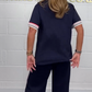 💖Begrenzter Verkauf 50% Rabatt💖👗Kurzärmeliges T-Shirt mit Seitenstreifen und Jogginghose mit weitem Bein