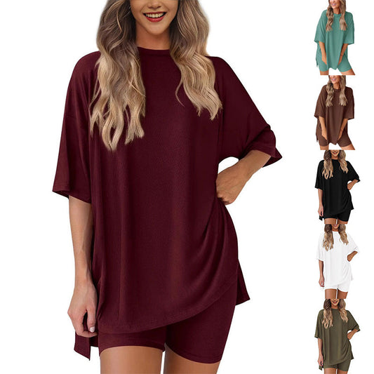 ⏳Begrenzte Zeit 50% Rabatt💥Lockeres, modisches, einfarbiges, lässiges zweiteiliges Set mit kurzen Ärmeln und Shorts