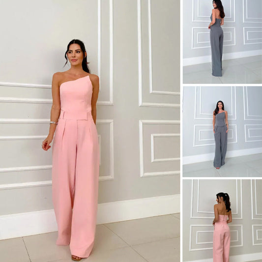⏳Begrenzte Zeit 50% Rabatt💥Lässiges, einfarbiges zweiteiliges Set für Damen: ärmelloses Oberteil mit V-Ausschnitt und Hose